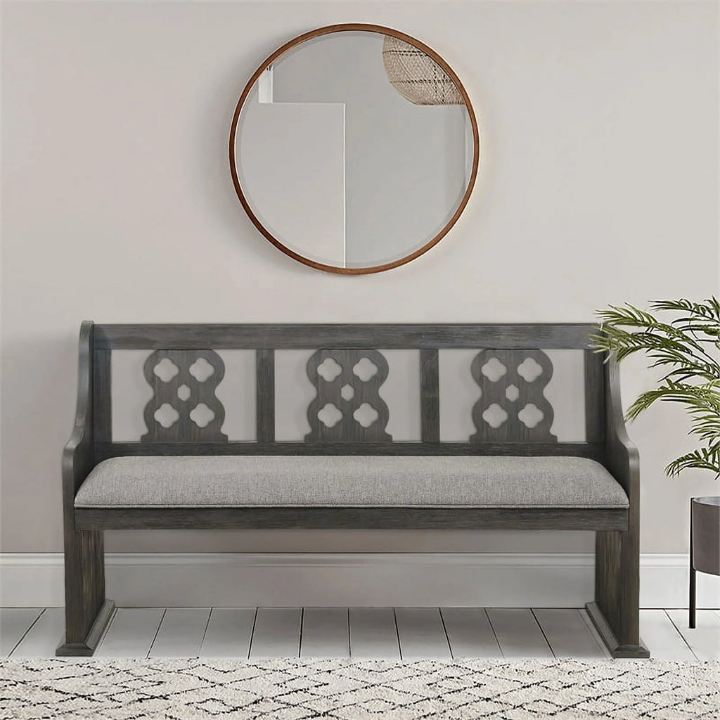 Traditional Wood Dining Room Bench with Back U4966