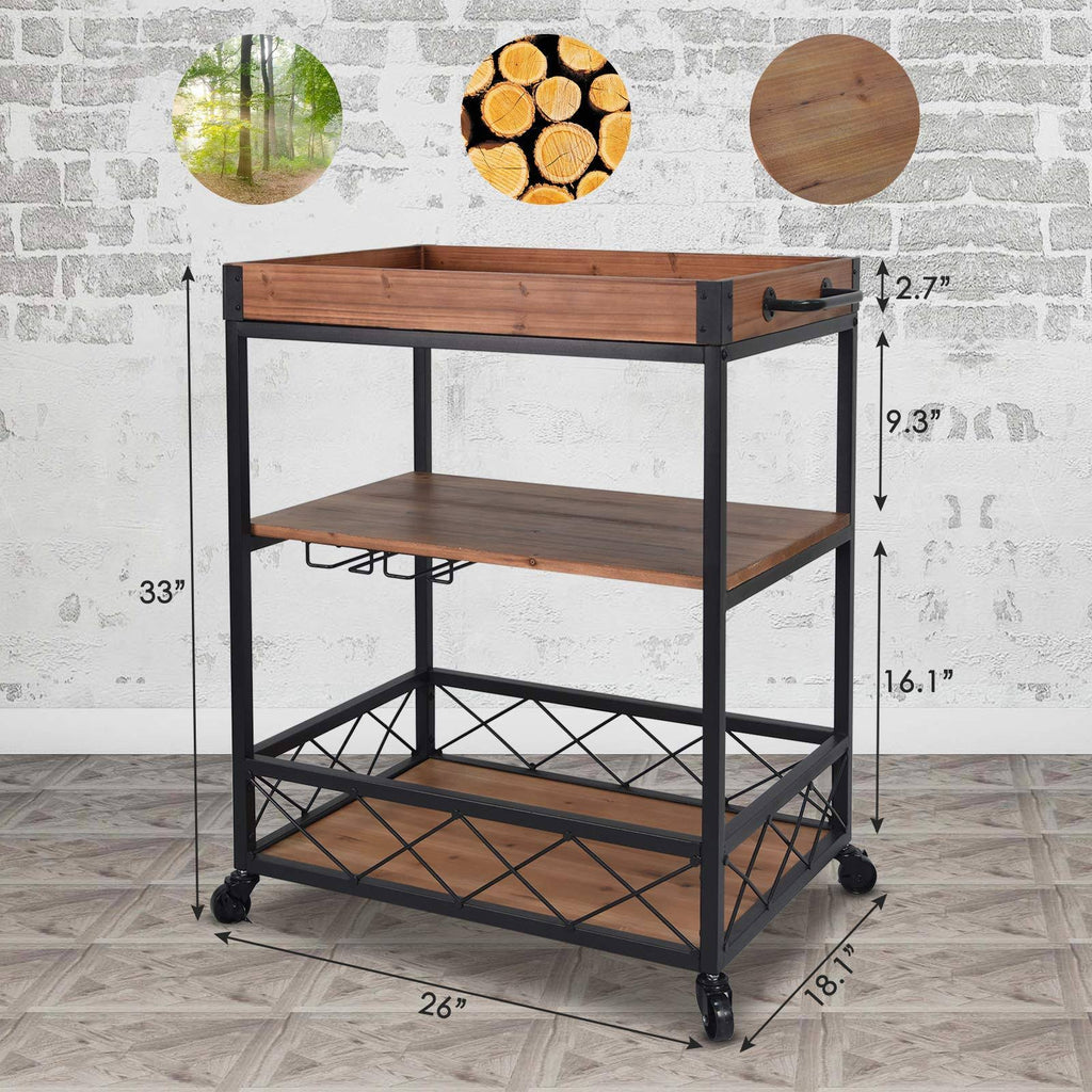 Solid Wood Bar Serving Cart D173418