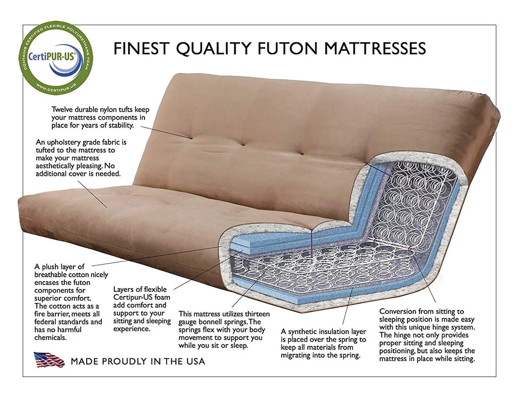 Full Futon with Fabric Mattress in Gray Stone E2080