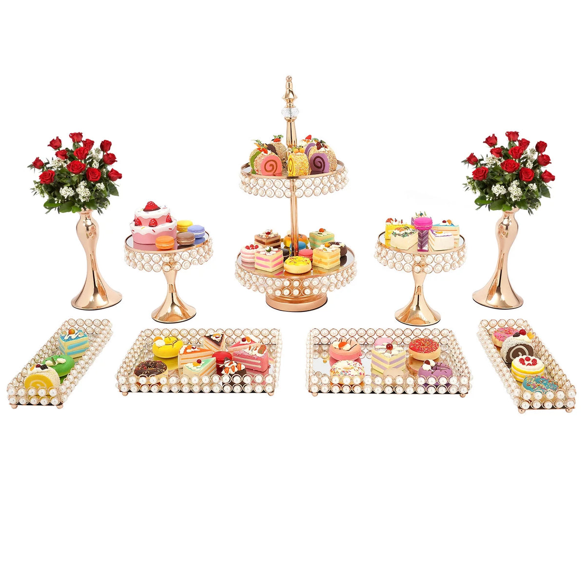 9 Pcs Acrylic Pearl Cake Stand Set U394