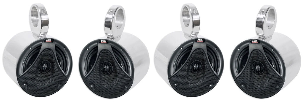 6.5" 150 Watt Silver Marine Boat Wakeboard Tower Speakers D518429