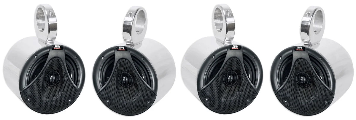 6.5" 150 Watt Silver Marine Boat Wakeboard Tower Speakers D518429