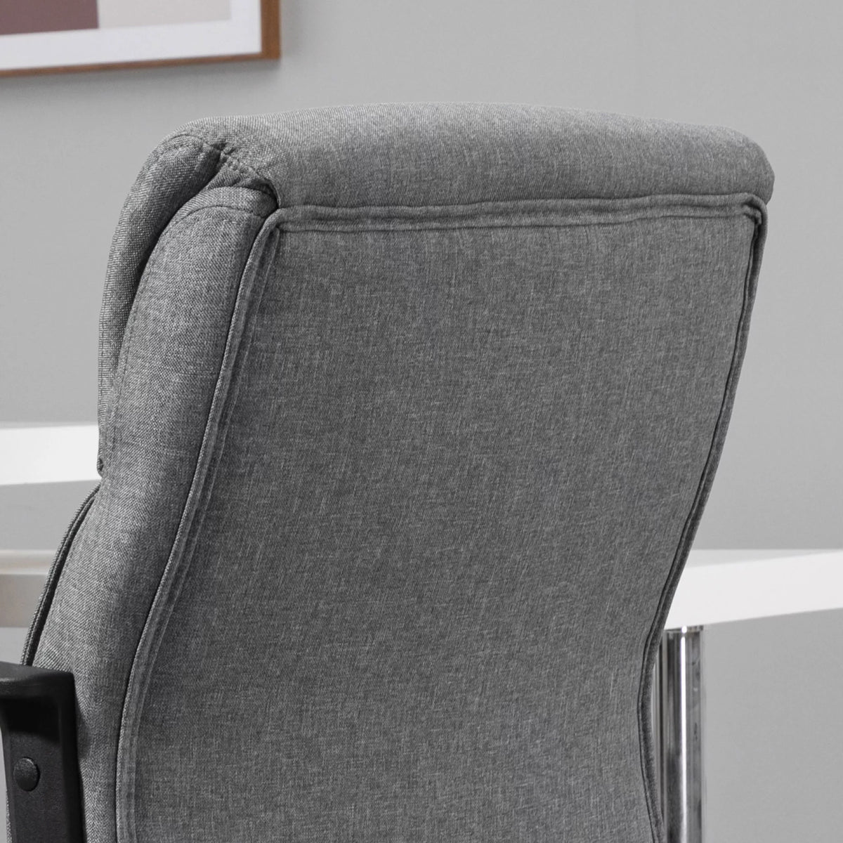 Height Adjustable Linen Fabric Desk Task Chair with 360° Swivel Wheels O400