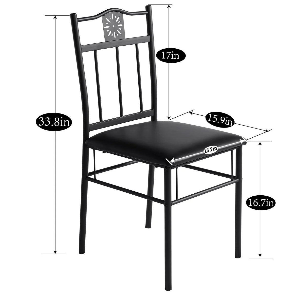 3-Piece Dining Table Set with 2 Black Chairs V724