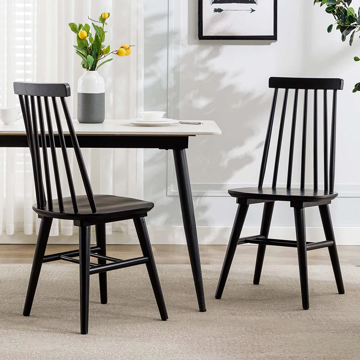 Black Set of 4 Wood Dining Chairs M93489