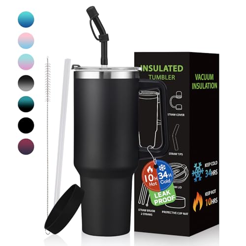 40 oz Insulated Stainless Steel Tumbler with Lid and Straw F60244