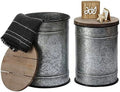 Rustic Ottoman Seat Stool Side Table Set of 2 G431487