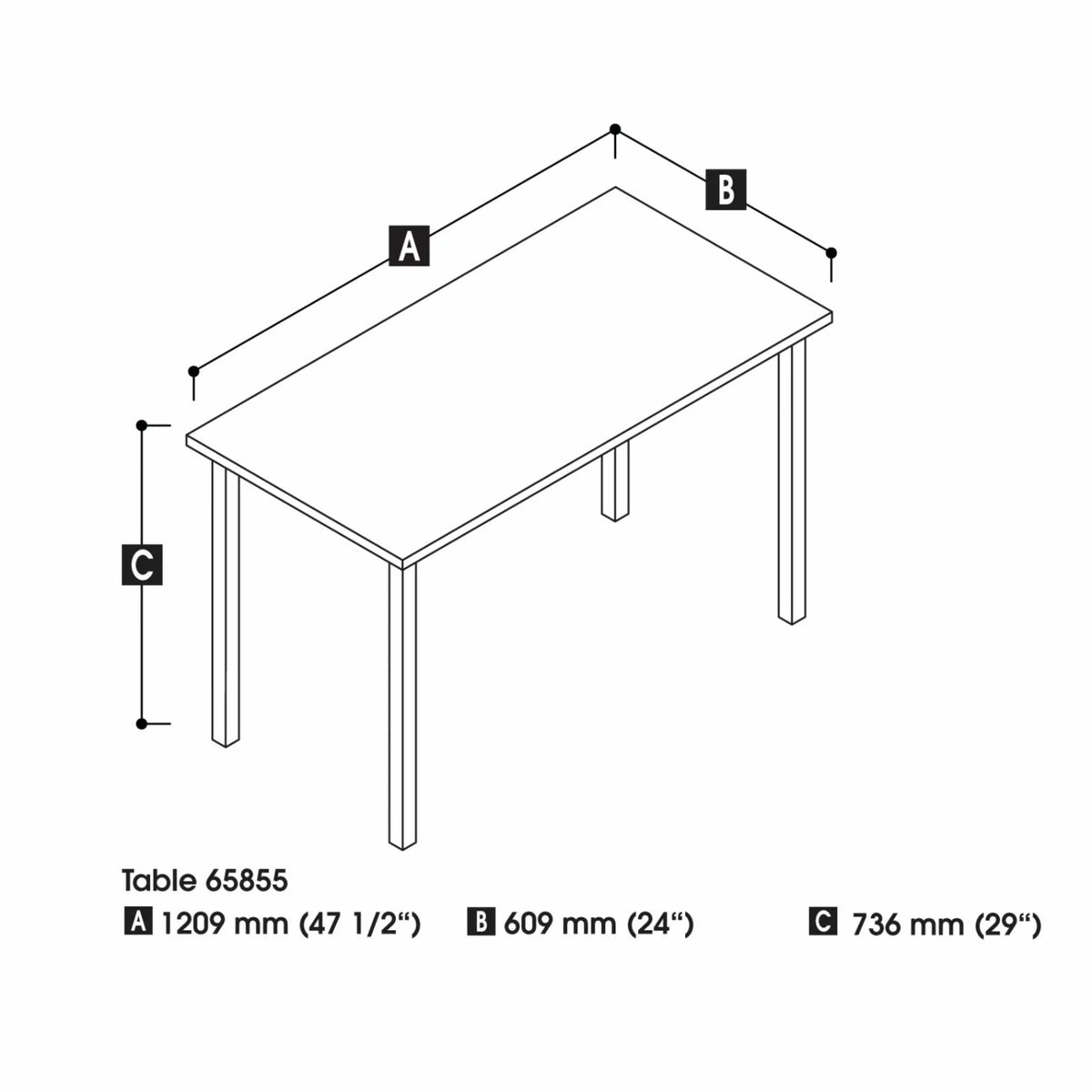 48W Table Desk with Square Metal Legs F207