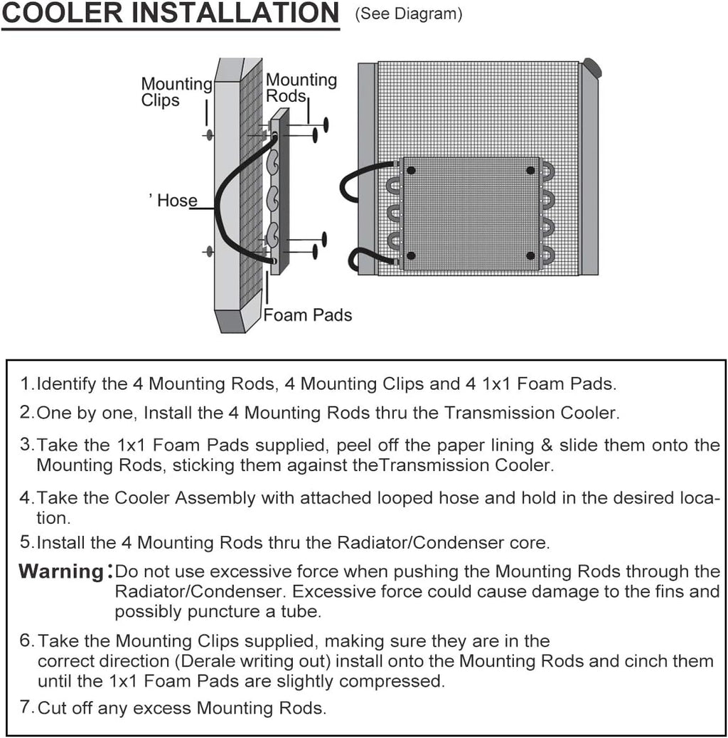 6 Pass Tube and Fin Transmission Cooler Universal 5/16" Oil Cooler Kit Aluminium Black Pack of 2 H1921