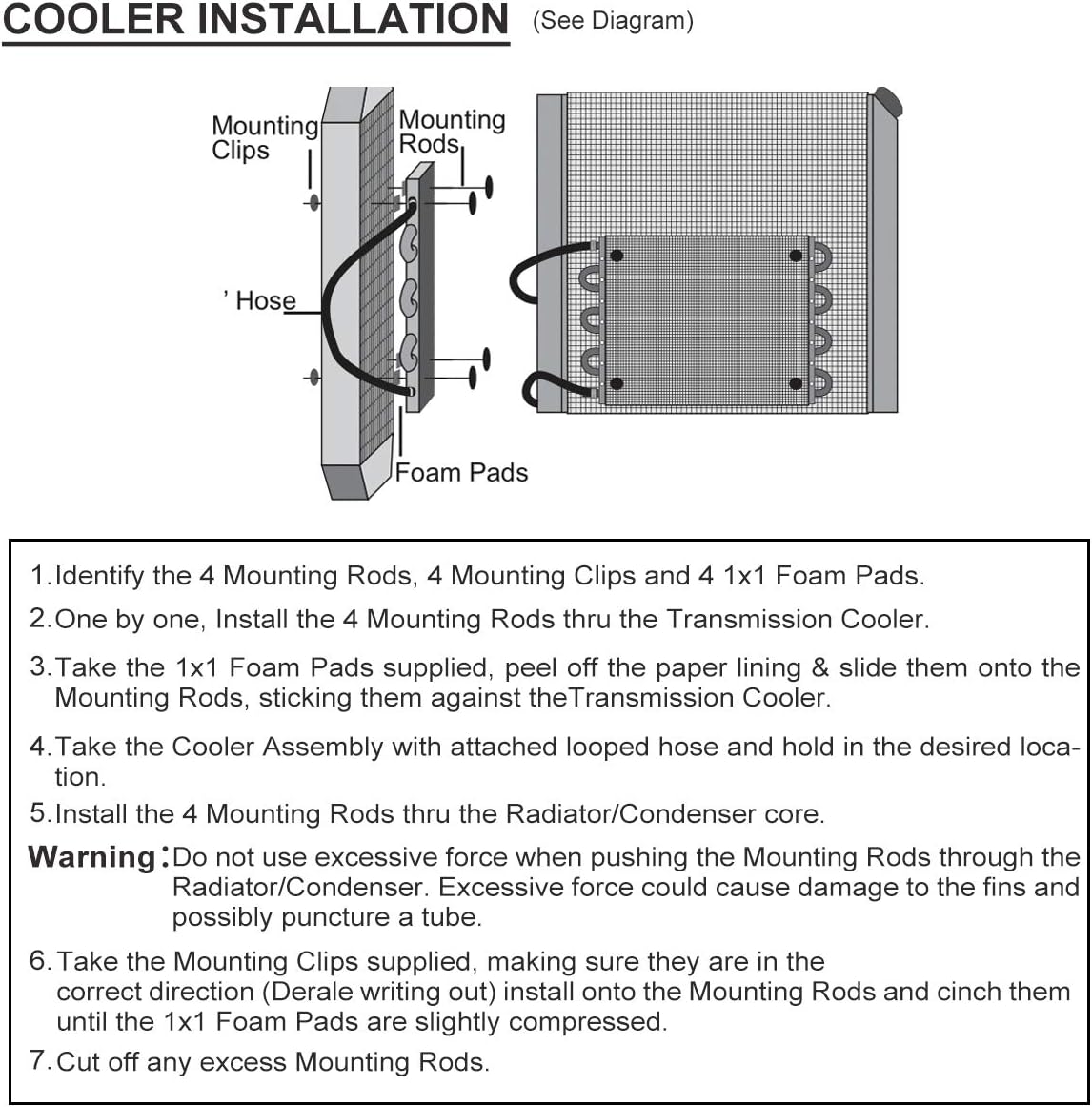 6 Pass Tube and Fin Transmission Cooler Universal 5/16" Oil Cooler Kit Aluminium Black Pack of 2 H1921