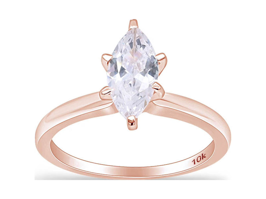 Rose Gold Cubic Zirconia Solitaire Engagement Ring F4370