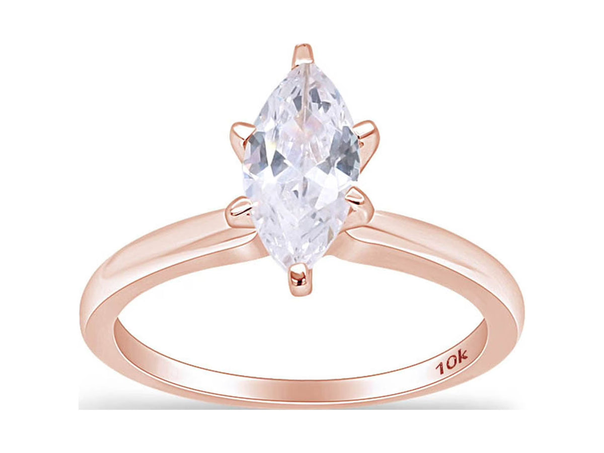 Rose Gold Cubic Zirconia Solitaire Engagement Ring F4370