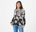 Floral Print Cardigan, Size X-Large, Black S82702