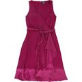 Red Ruffle-Trim A-line Surplice Dress Z578