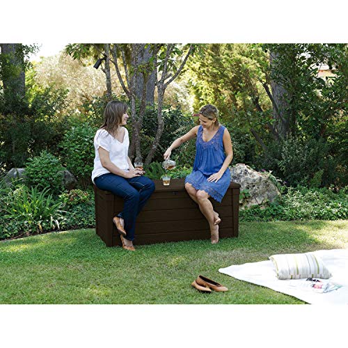 Brown 120 Gal Lockable Waterproof Plastic Deck Box C923