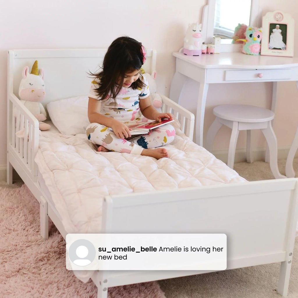 Grey Toddler Bed with Attached Bed Rails S6810