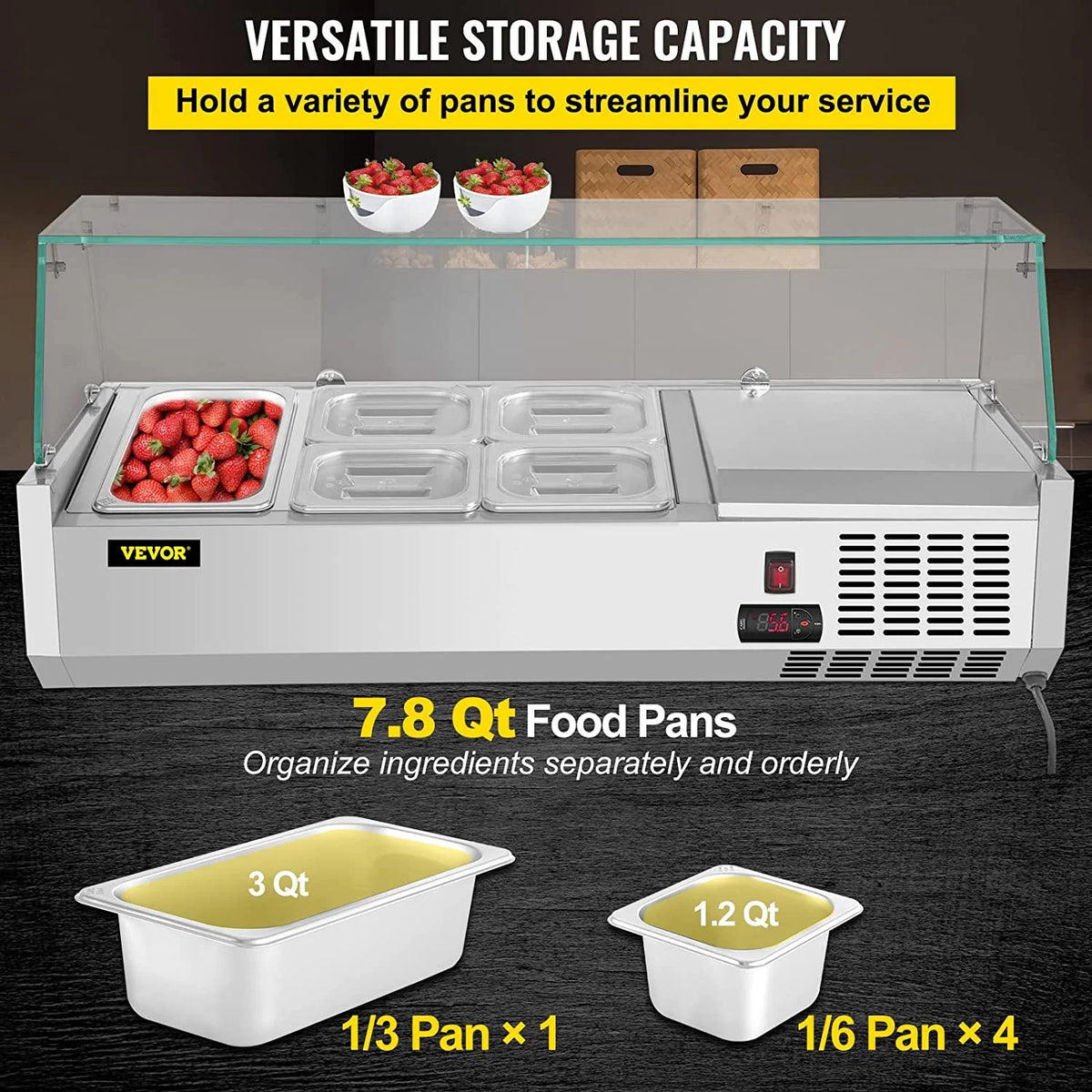 Refrigerated Condiment Prep Station Sandwich Table with Pans B556246