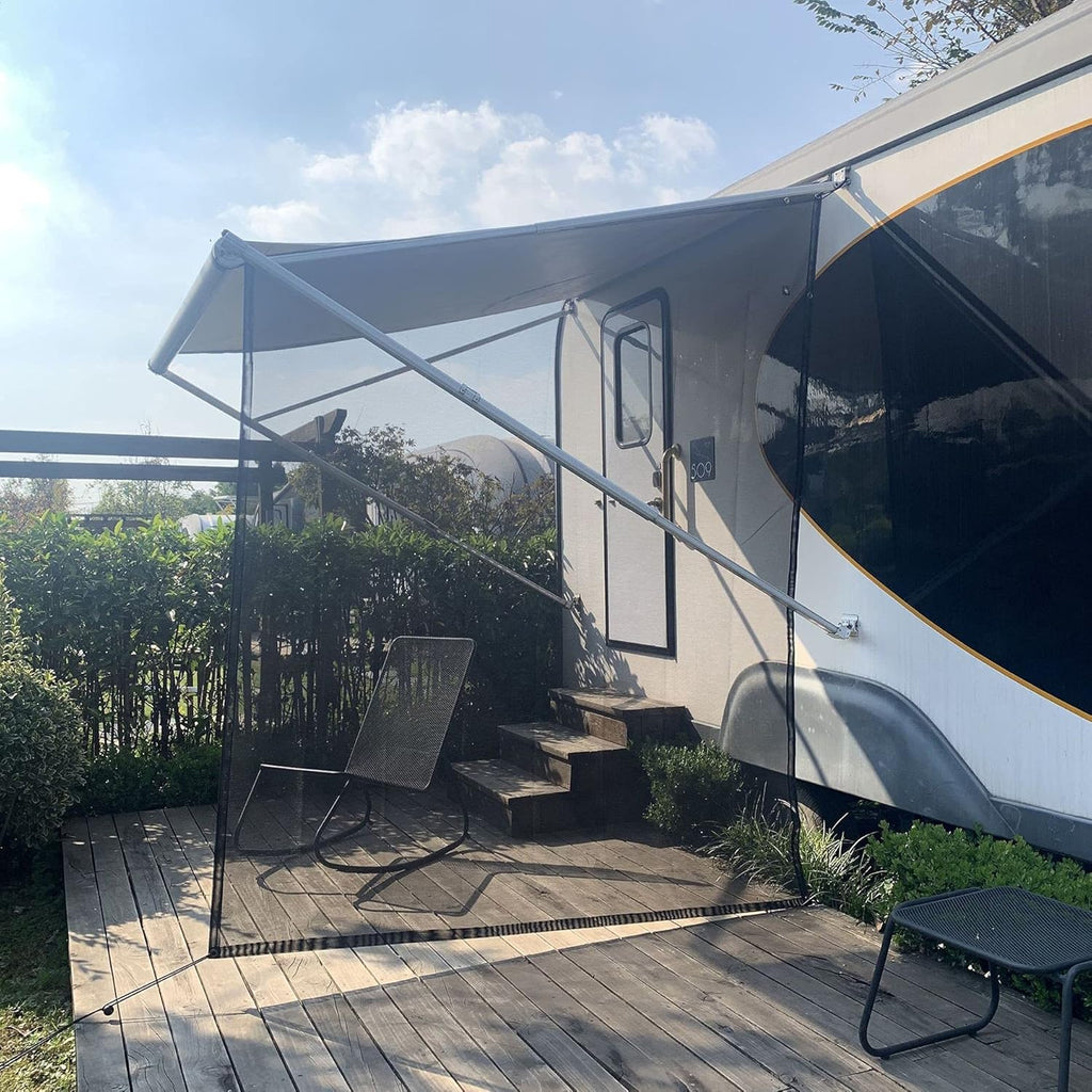 Black Mesh RV Awning Side Sun Shade Screen Kit Pack of 2 S3598
