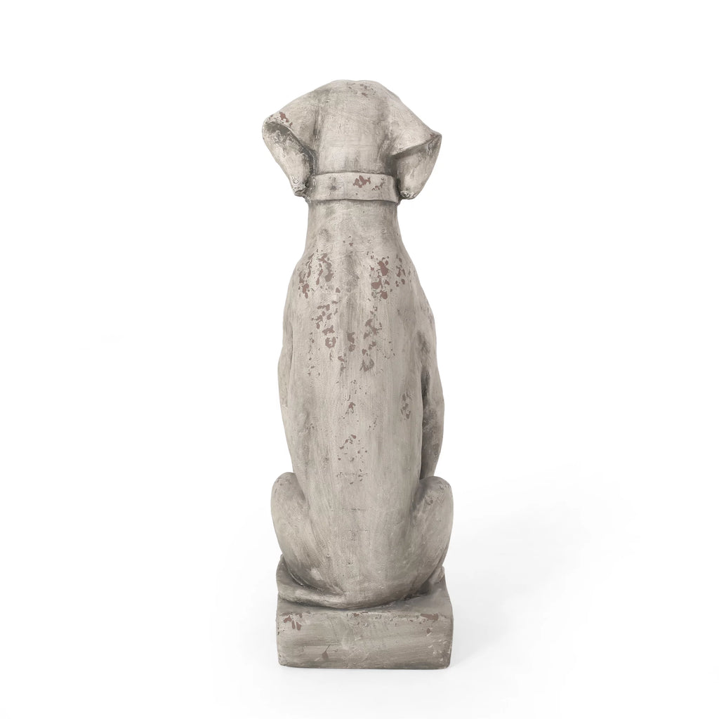 Antique White Outdoor Dog Garden Statue B70597