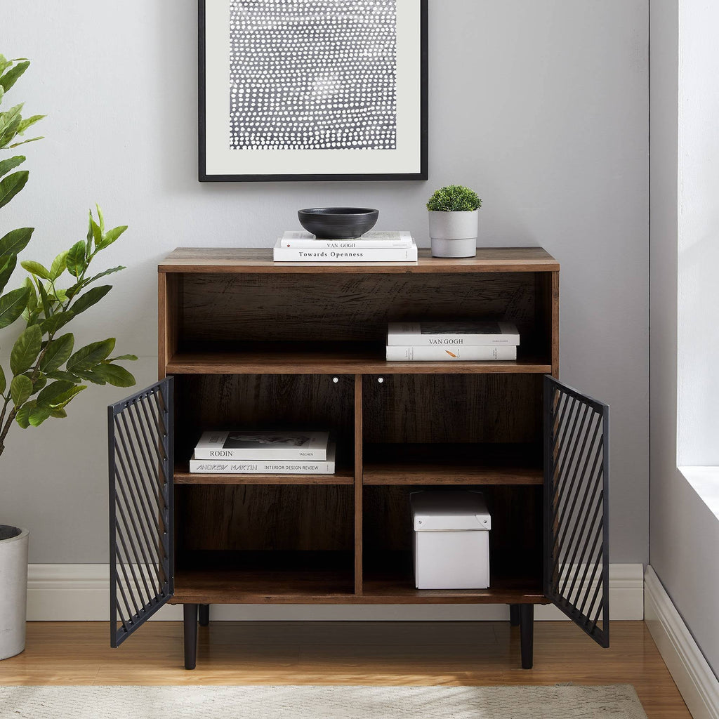 Industrial Modern Metal Door Accent Cabinet Brown H972946