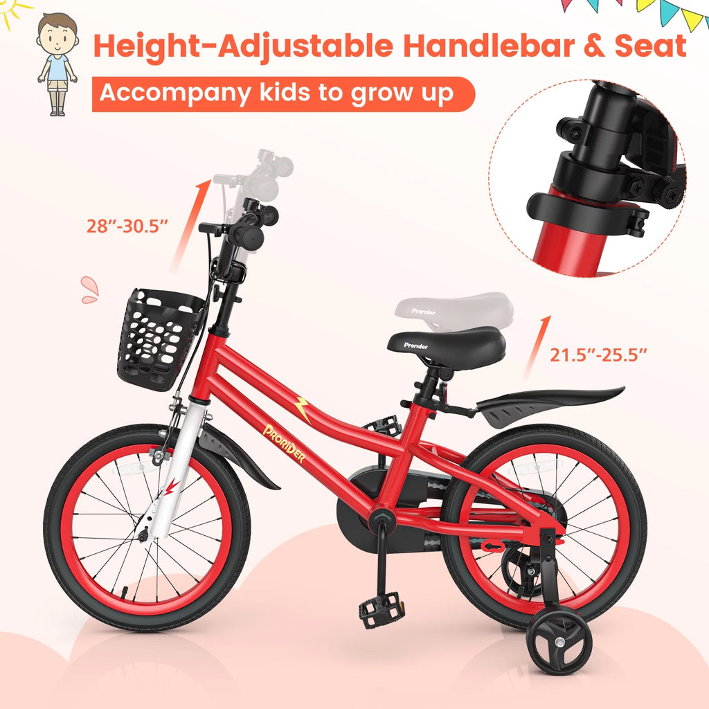 16'' Kid's Bike with Training Wheels & Basket K822