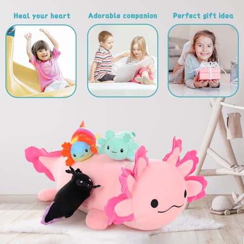 5Pcs Shark Stuffed Animals Set with 4 Small Sea Animal Plush Toys X232
