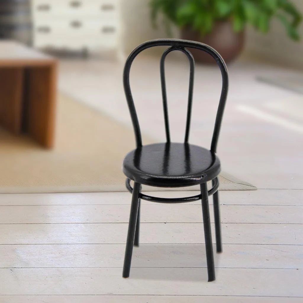 Black Metal Dollhouse Miniature Dining Furniture Seat M98708