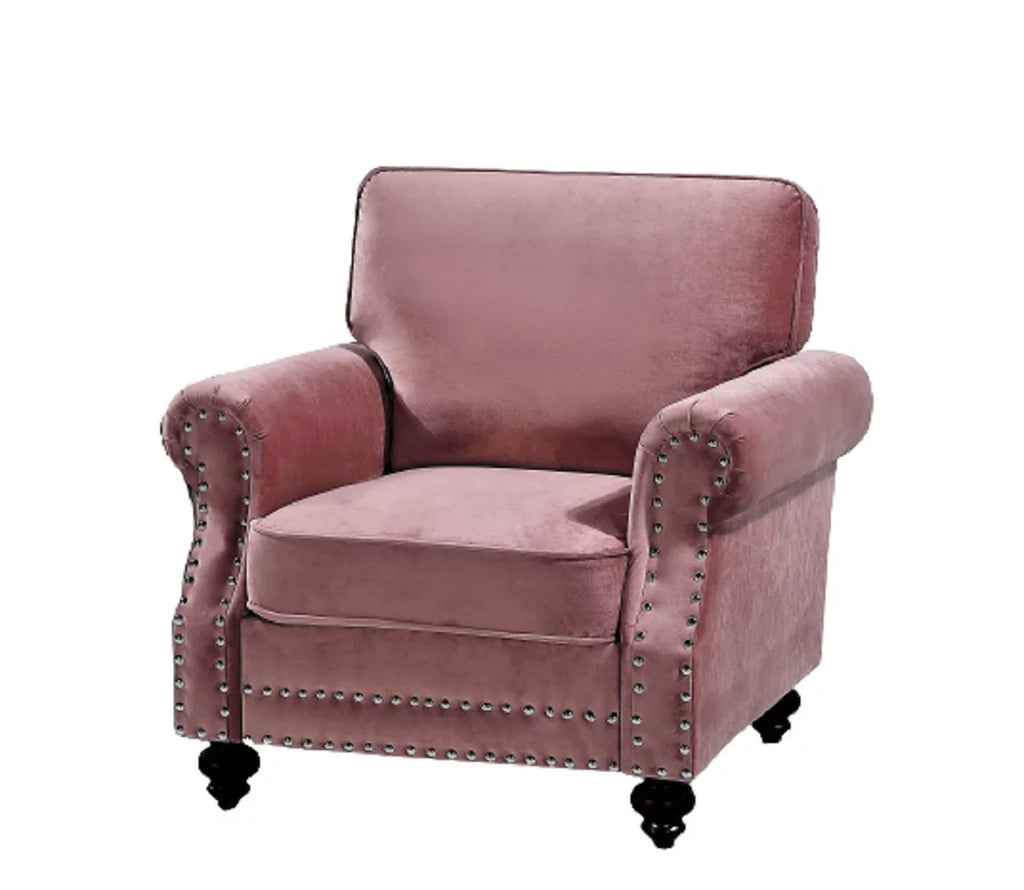 Pink Velvet Tufted Armchair X7776