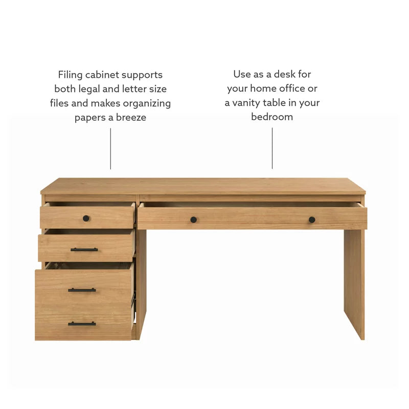 Wood Desk with File Cabinet X30224