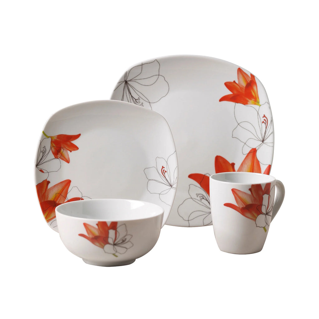 White Porcelain 16 Piece Dinnerware Set A416142