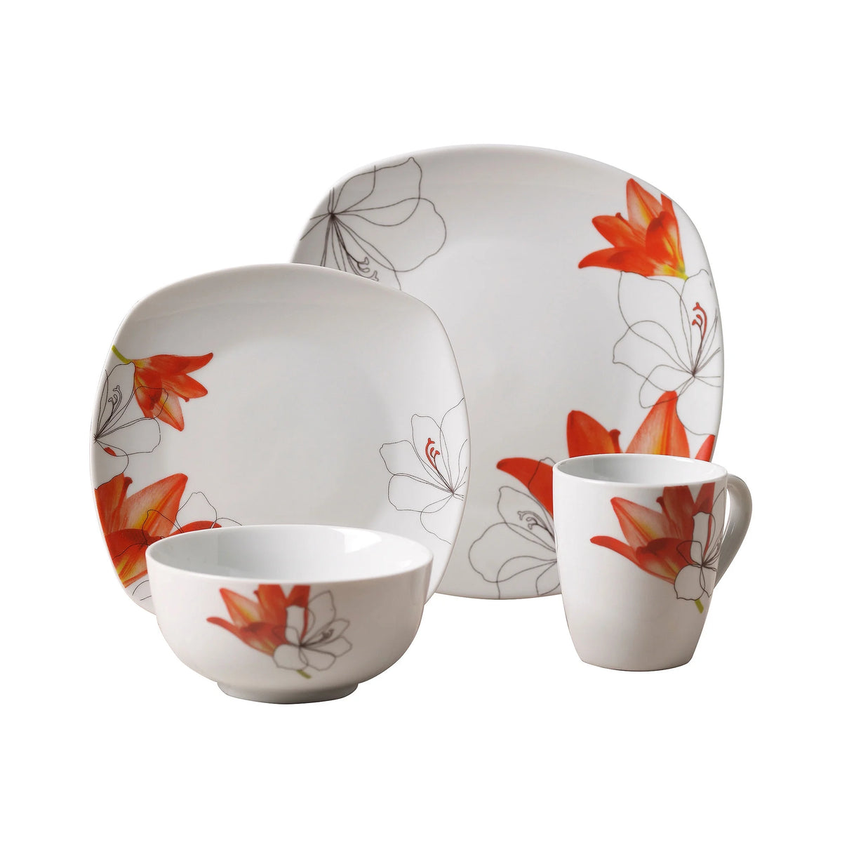 White Porcelain 16 Piece Dinnerware Set A416142