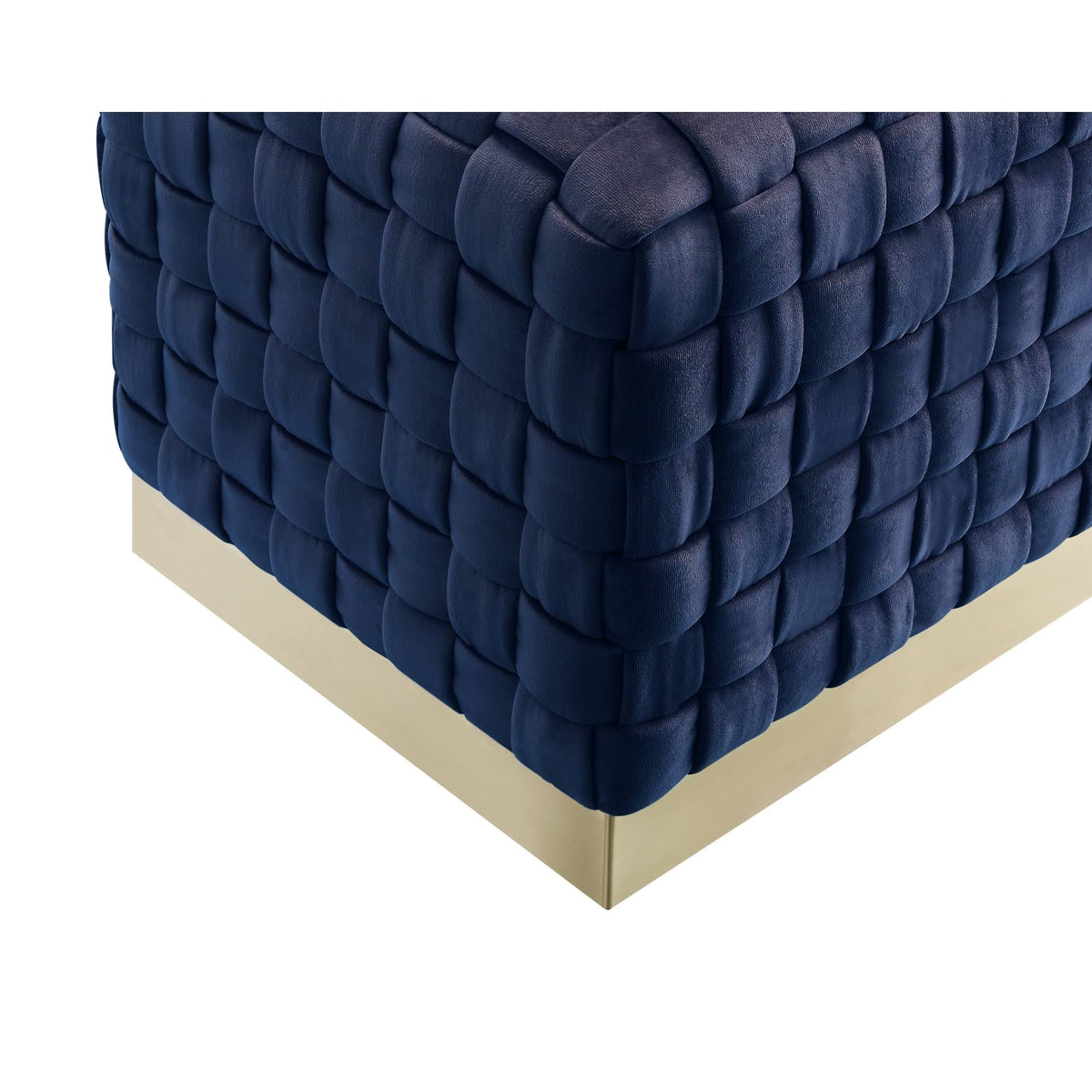Navy Gold Velvet Cube Ottoman Q2981