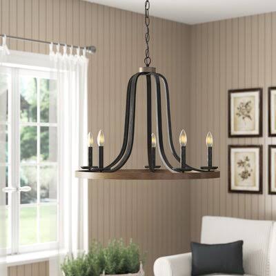 5-Light Candle Style Wagon Wheel Chandelier Y458902