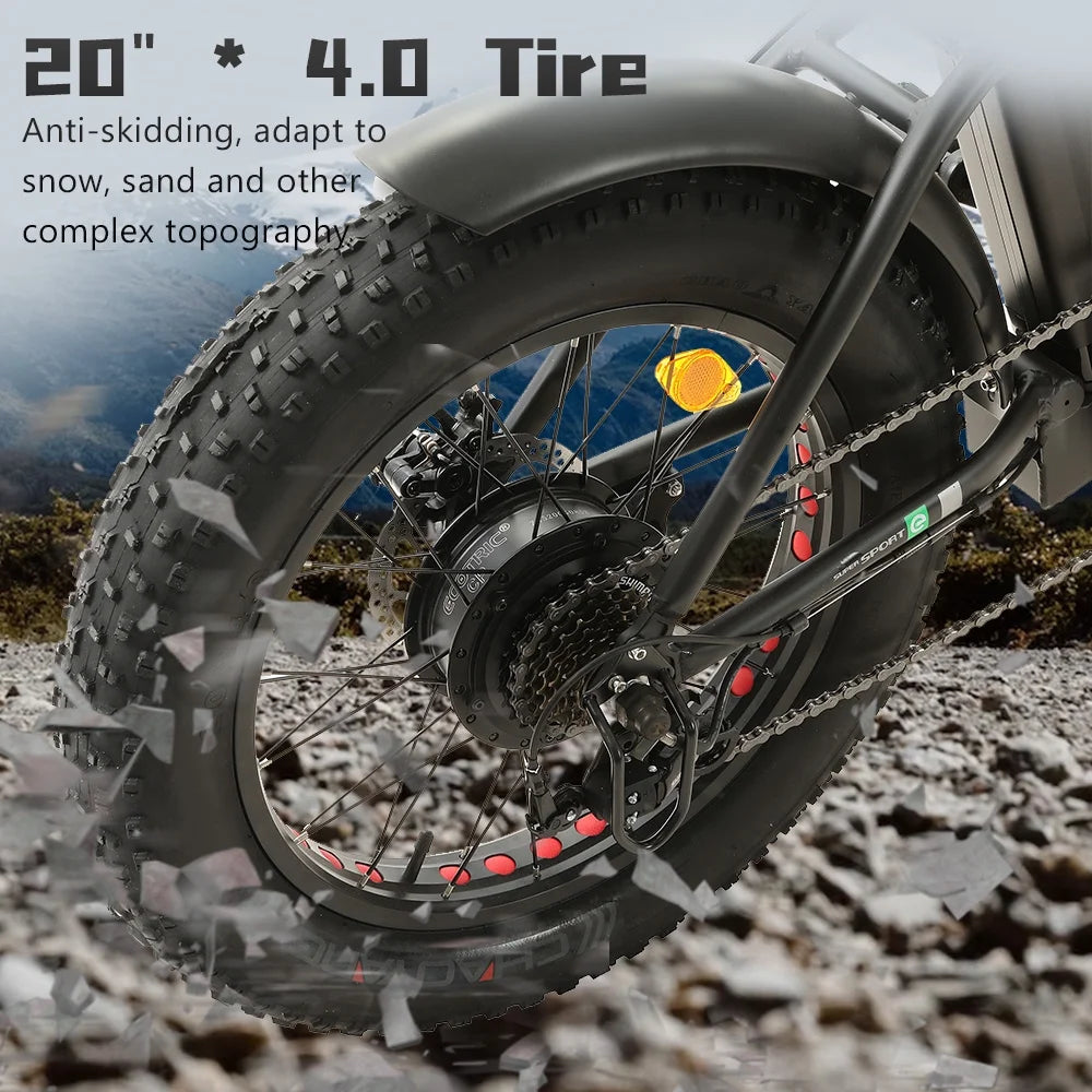 20 Folding Electric Bike Fat Tire 48V 500W Black N24713