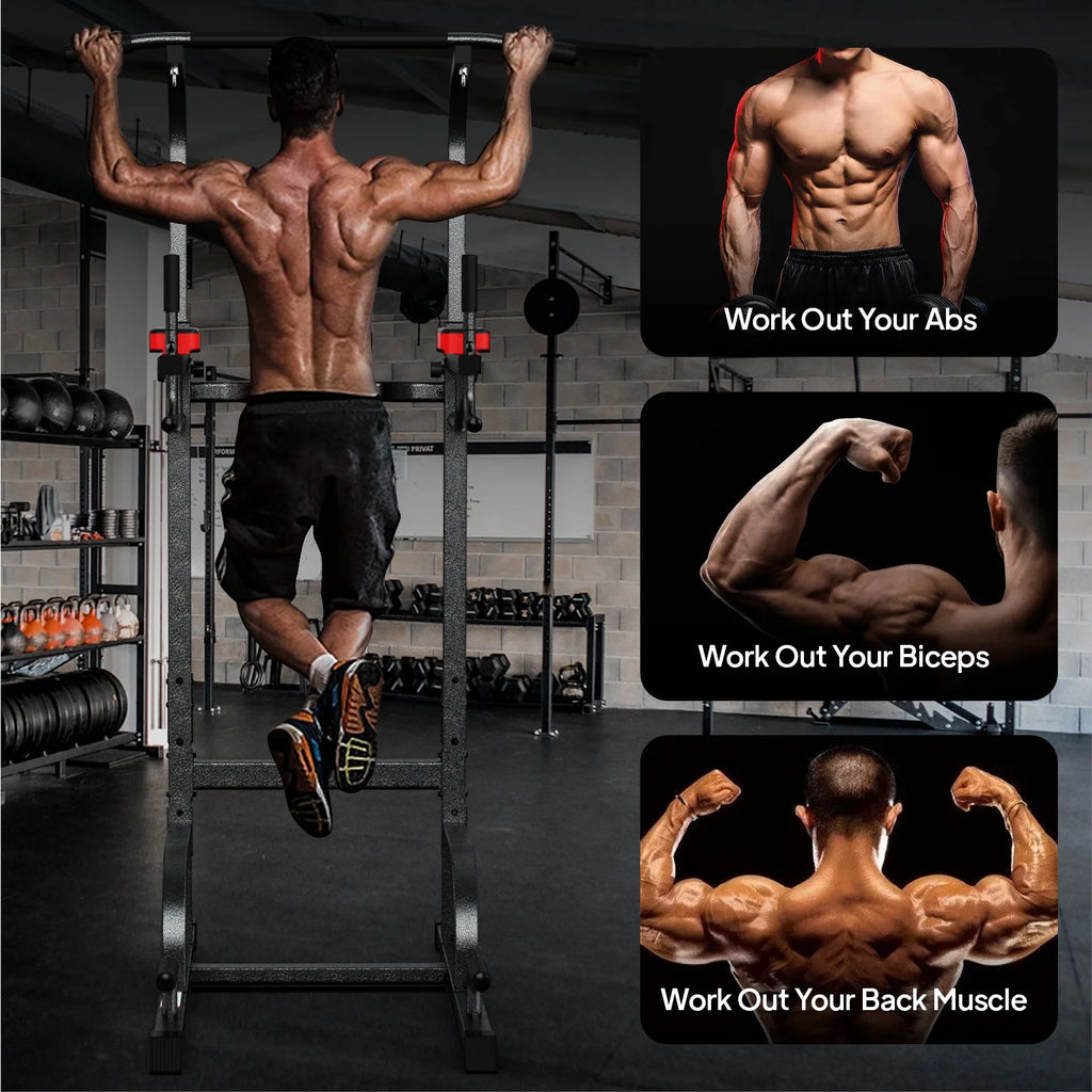 Multifunction Power Tower Dip Station Pull up Bar Power Rack 480lbs R7554