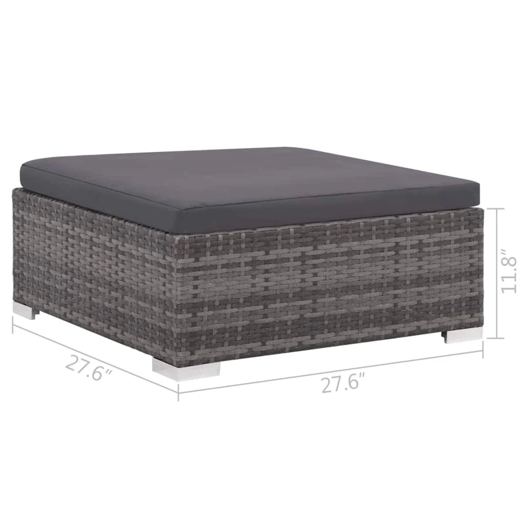 Set of 6 Poly Rattan Patio Sectional Corner Sofa with 2 Ottoman and Soft Cushions Gray I348407
