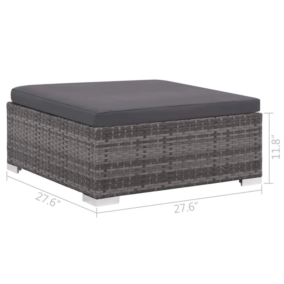 Set of 6 Poly Rattan Patio Sectional Corner Sofa with 2 Ottoman and Soft Cushions Gray I348407