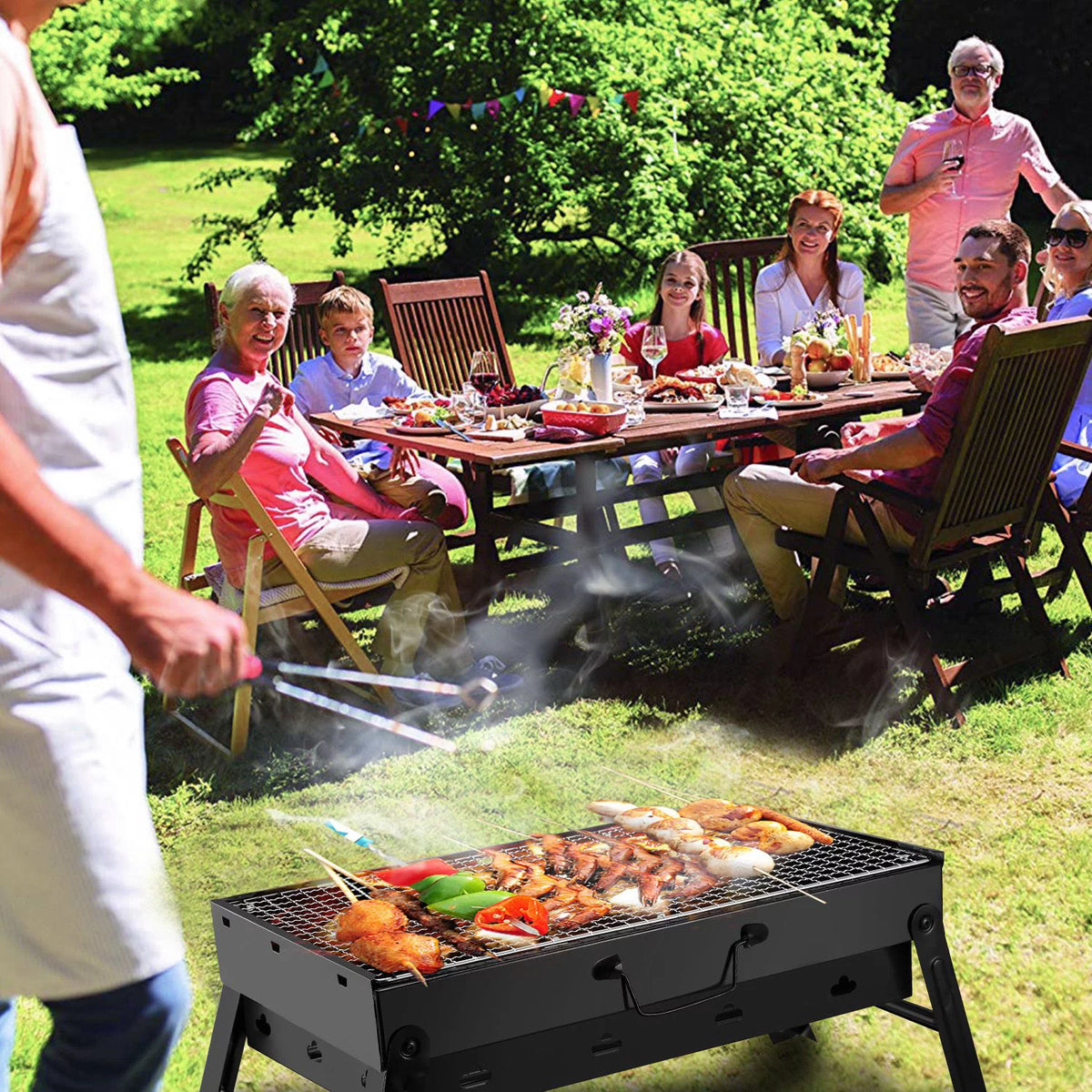 Charcoal Folding Portable Stainless Steel BBQ Grill H634