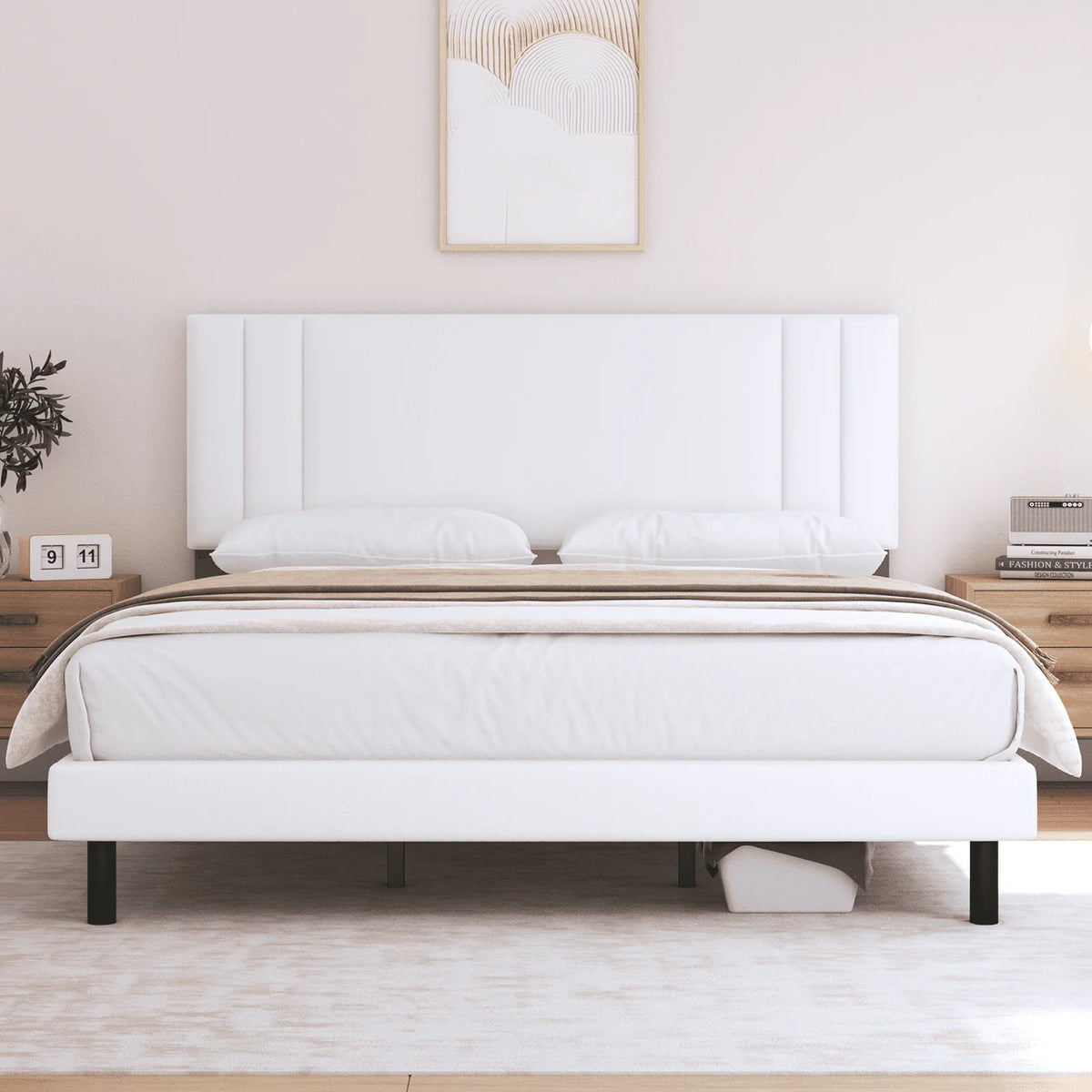 Queen Size Fabric Upholstered Platform Bed Frame S2197
