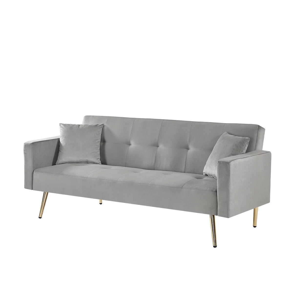 Cream White Velvet Convertible Futon Sofa Bed O32763