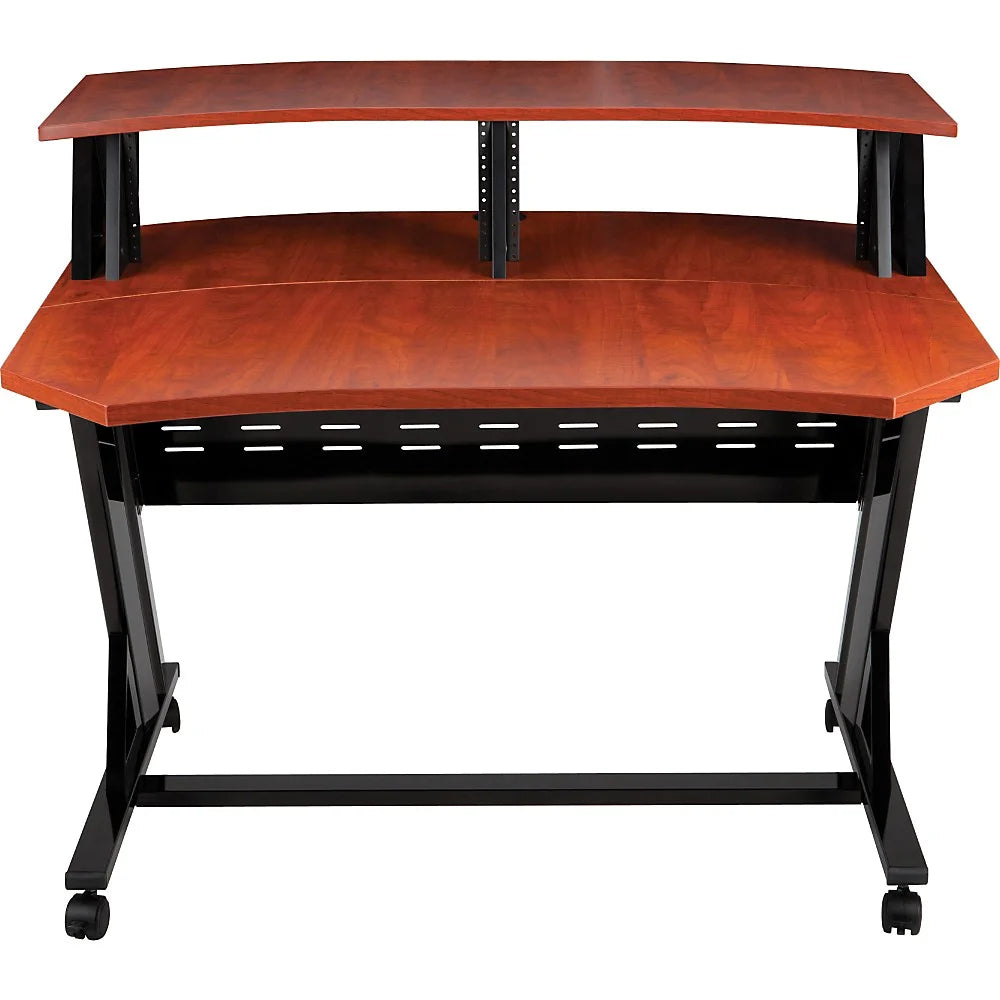 46" Studio Desk with Dual 4 RU Racks Cherry S642
