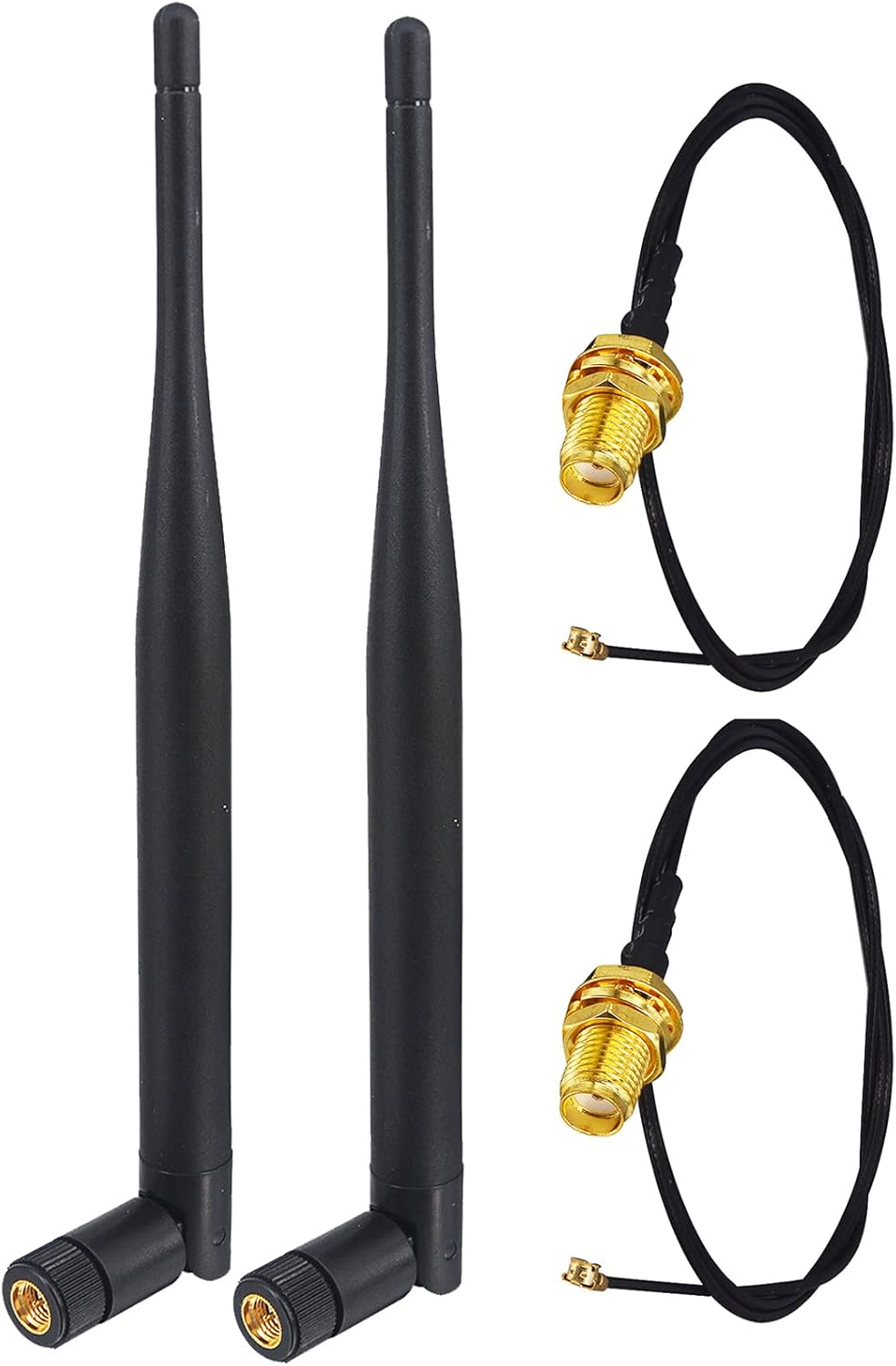 6dbi High Gain Omni-Directional WiFi Antenna & 1.64ft RP-SMA Extension Cable (2-Pack) I4696