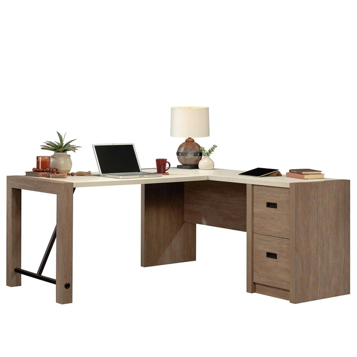 L-Desk in Brushed Oak Finish A521161