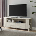60 Inch Black TV Stand with Cabinet Doors and Side Storage S655
