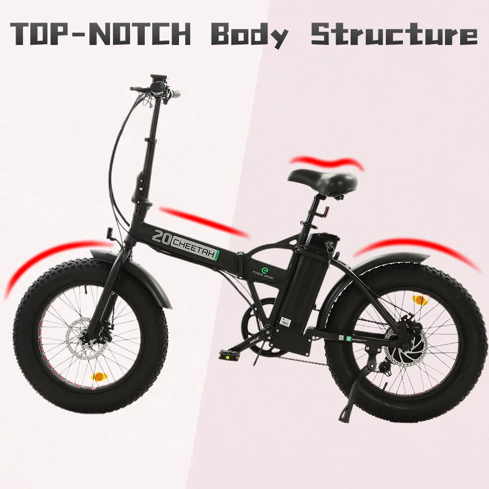 20 Folding Electric Bike Fat Tire 48V 500W Black N24713