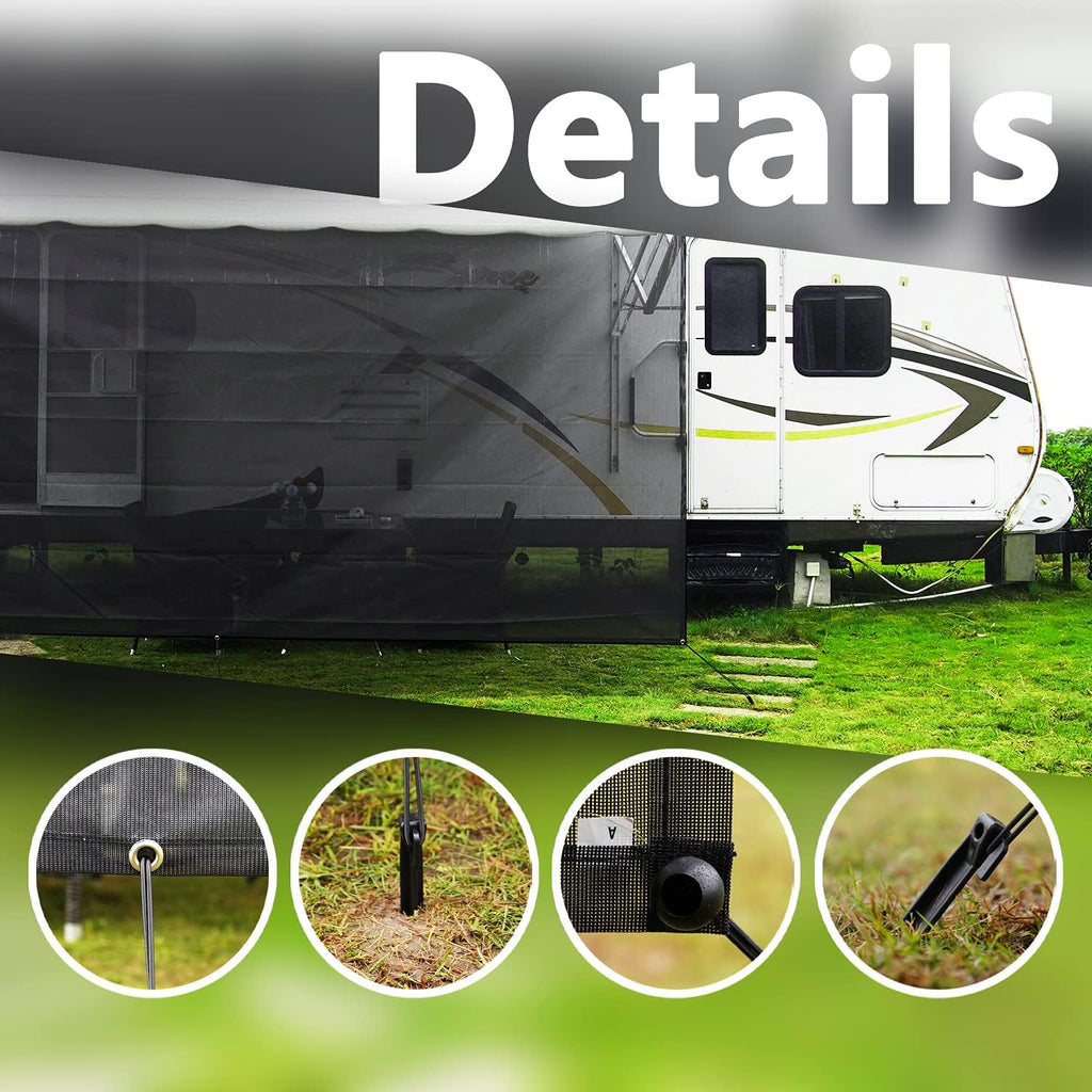 Black Mesh RV Awning Sun Shade 7'x15'2 B634