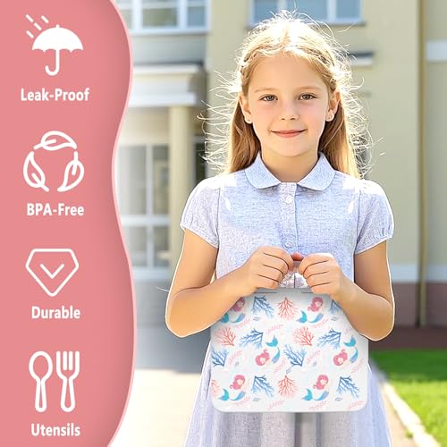 Kids 5 Compartment Leak-Proof Bento Lunch Box with Ice Pack and Utensils F925
