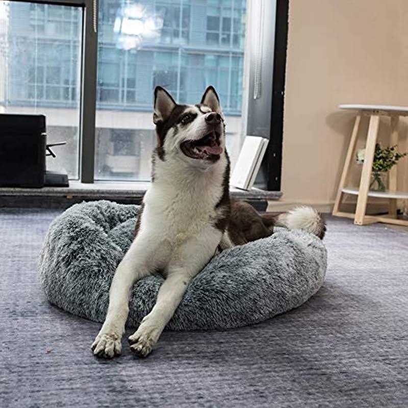 Oval Shag Faux Fur Washable Round Pet Bed E8568