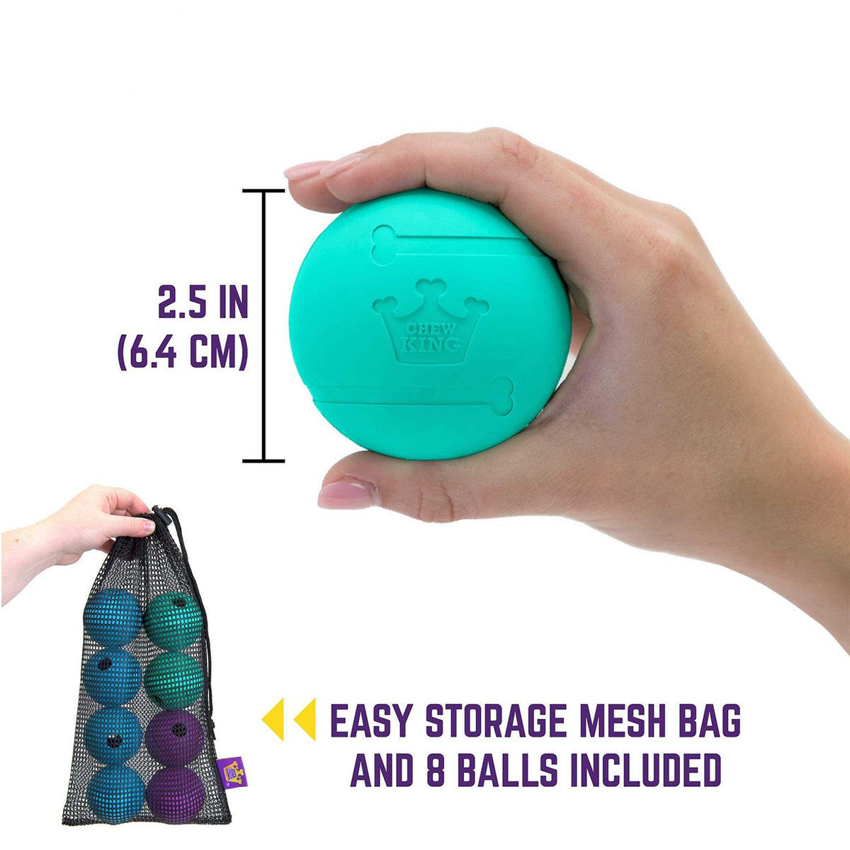 2.5 Durable Rubber Fetch Balls Dog Toy Q5514