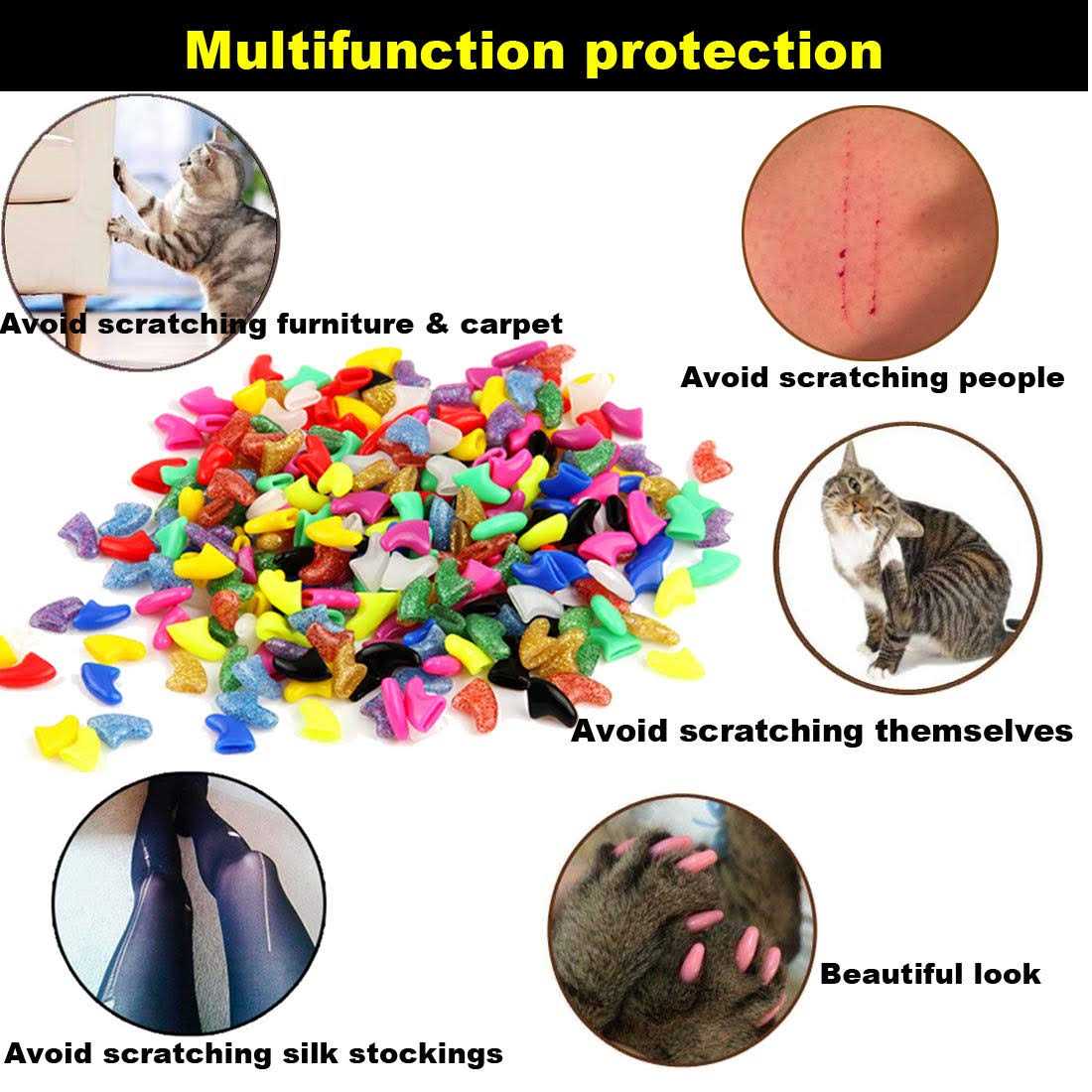 Cat Nail Caps with Glue and Applicators Medium L7309